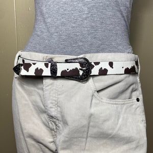 Brown & white Cow print buckled belt